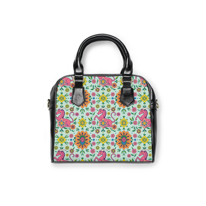 Shoulder Handbag, Aquarius, Zodiac v2, Flower Pattern