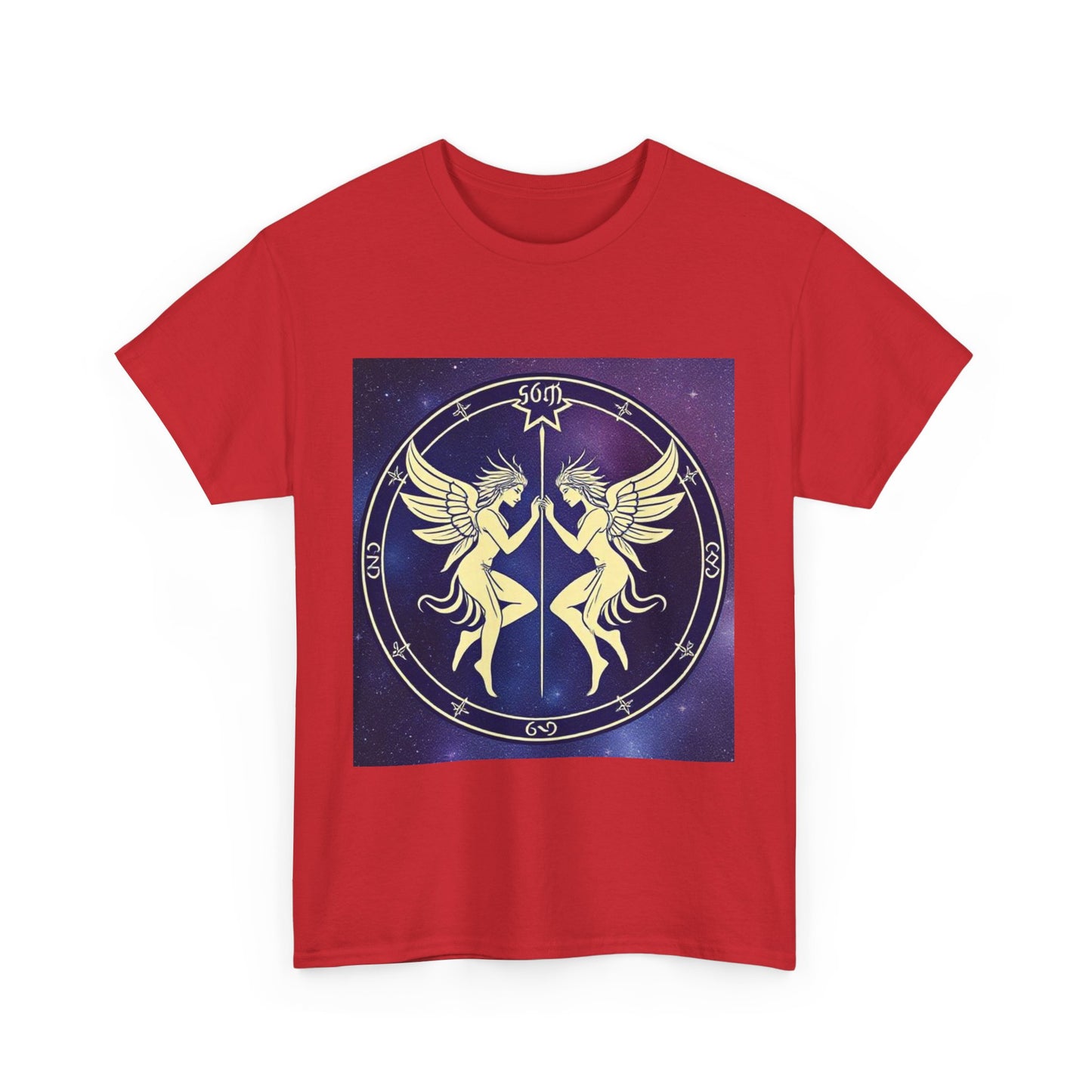 Unisex Heavy Cotton T-Shirt, Space Angel Twins v1, Gemini Zodiac Design