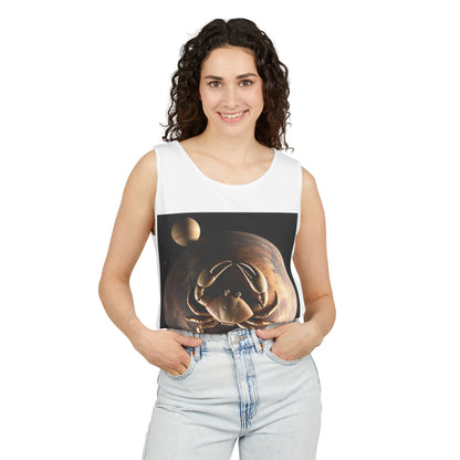 Unisex Garment-Dyed, Tank Top, Cancer Design, Planet Crab v1, 100% US cotton