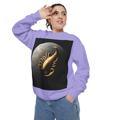Garment-Dyed Sweatshirt, Unisex, Space Animal Design v1, Scorpio