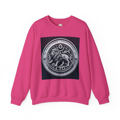 Unisex Heavy Blend™ Crewneck Sweatshirt, Lion Coin, Leo Zodiac Design