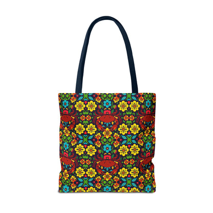 Tote Bag, (AOP), Cancer, Zodiac v4, Flower Pattern
