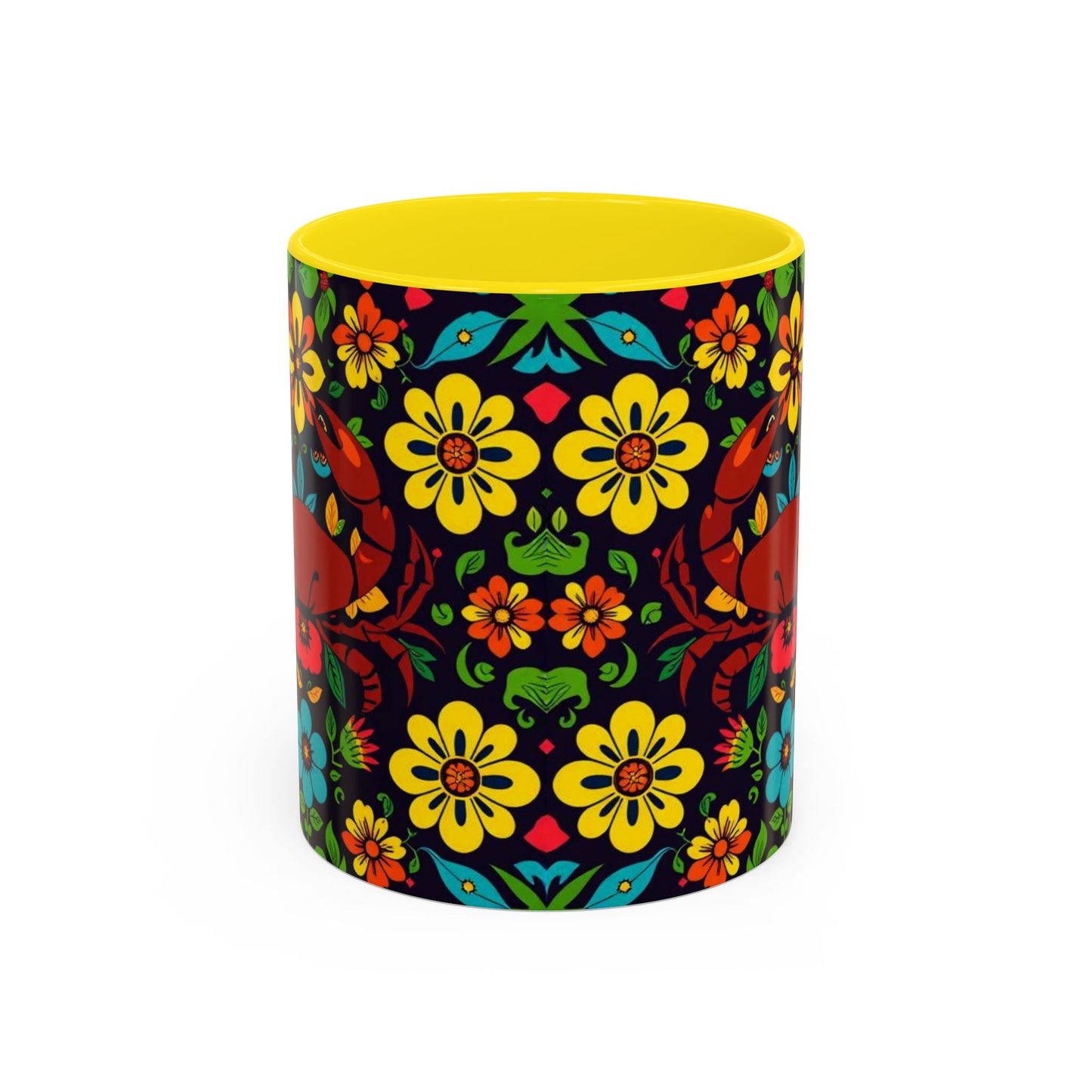 Accent Coffee Mug, Cancer, Zodiac v2, Flower Pattern, (11, 15oz)