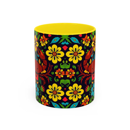 Accent Coffee Mug, Cancer, Zodiac v2, Flower Pattern, (11, 15oz)