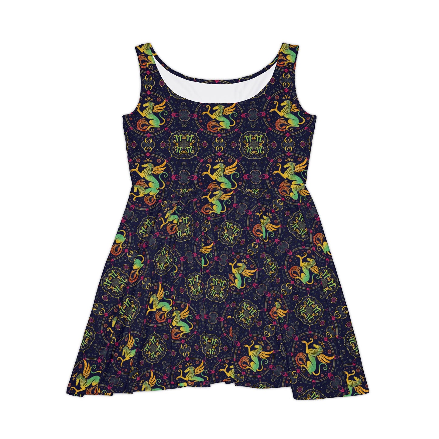 Women's Skater Dress, AOP, Zodiac v1, Virgo, Pattern