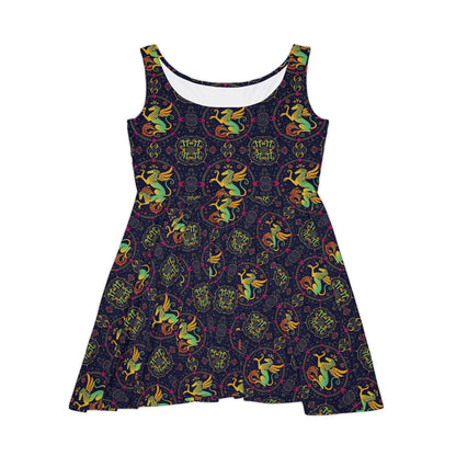 Women's Skater Dress, AOP, Zodiac v1, Virgo, Pattern