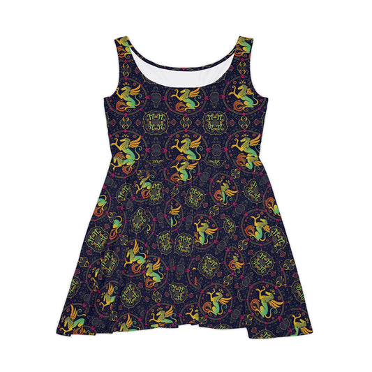 Women's Skater Dress, AOP, Zodiac v1, Virgo, Pattern