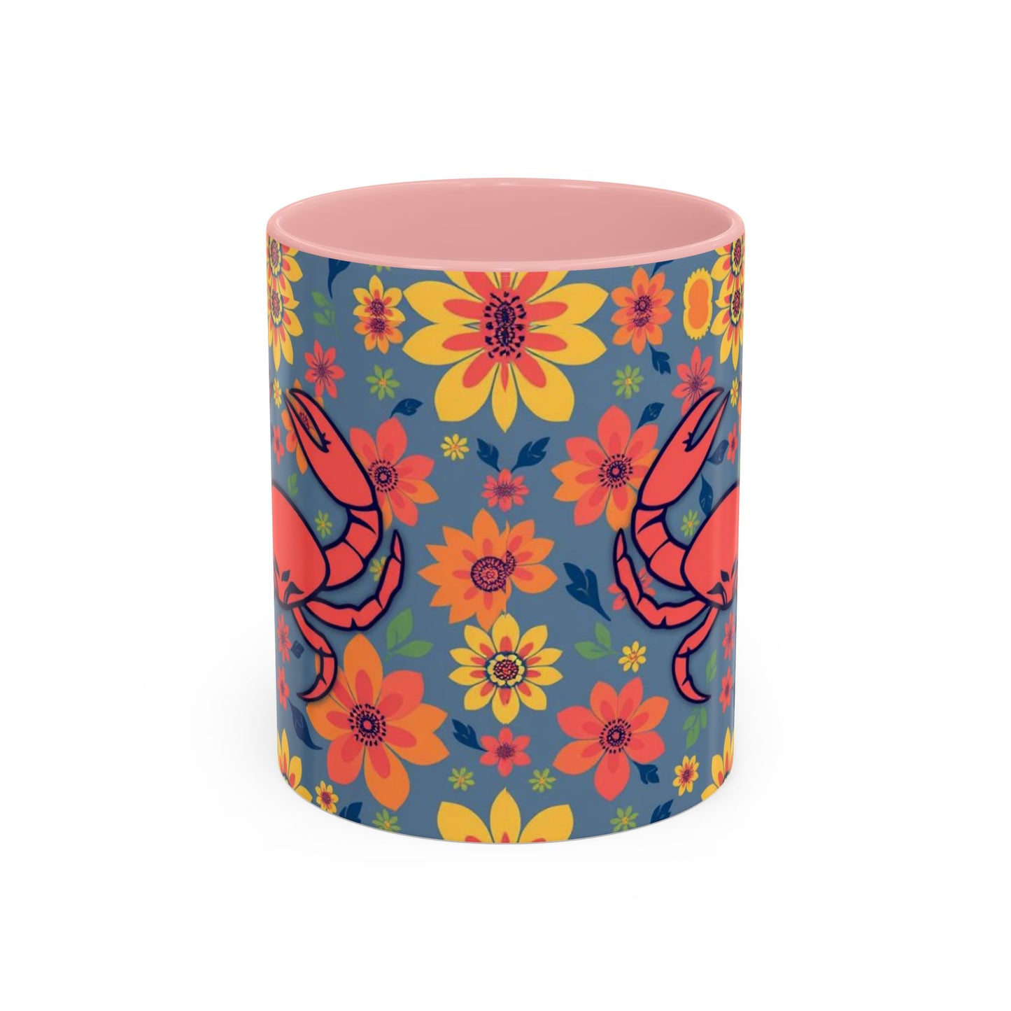 Accent Coffee Mug, Cancer, Zodiac v1, Flower Pattern, (11, 15oz)