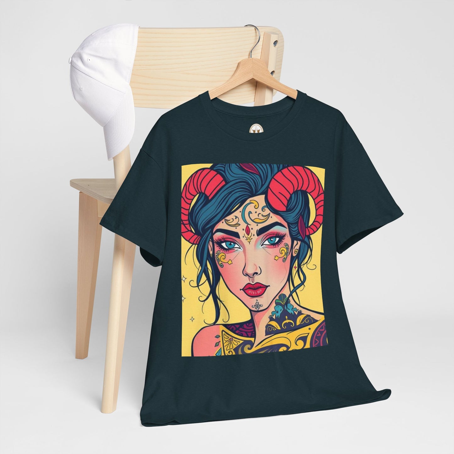 Unisex Heavy Cotton T-Shirt, Aries, Zodiac, Sexy Art