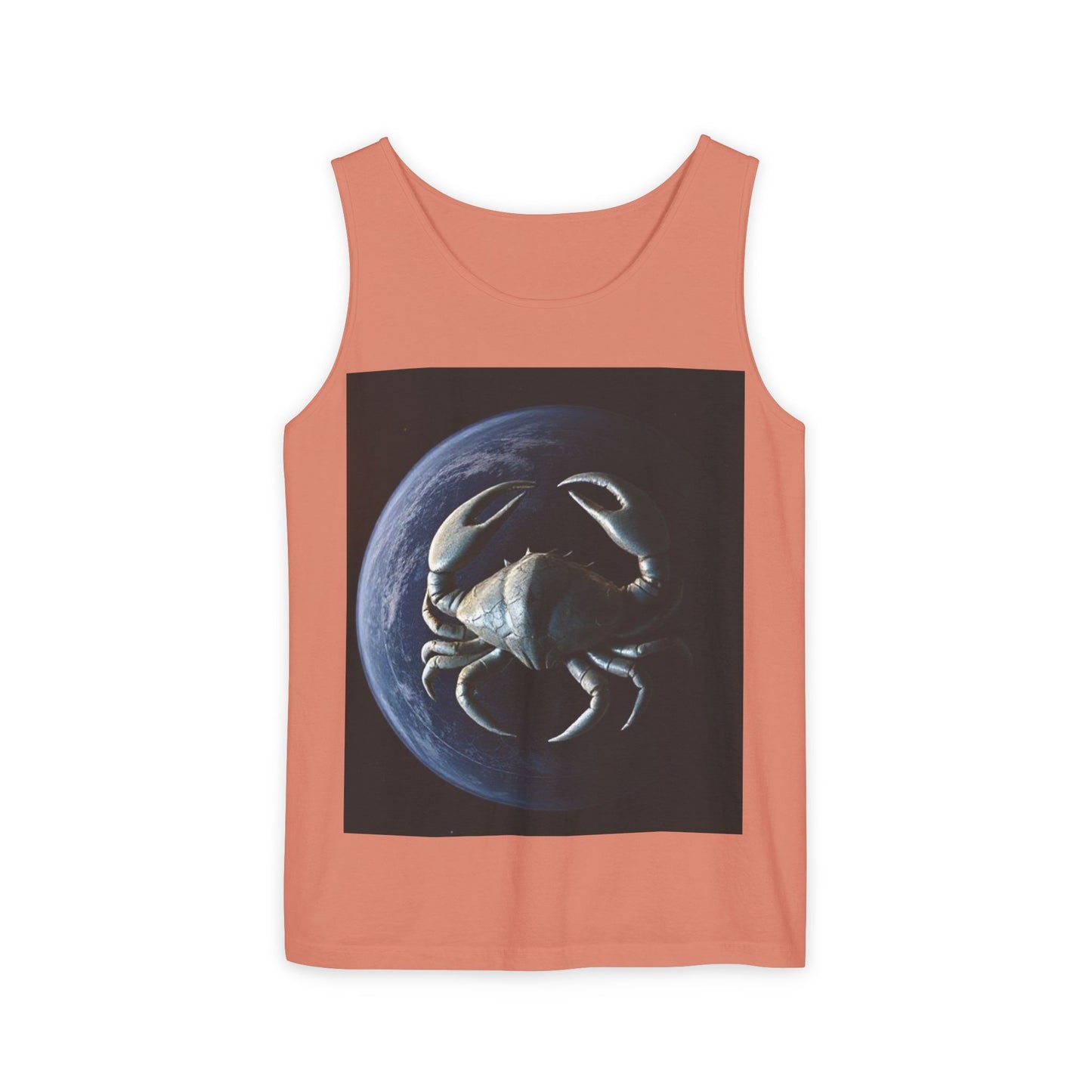 Unisex Garment-Dyed, Tank Top, Cancer Design, Planet Crab, 100% US cotton