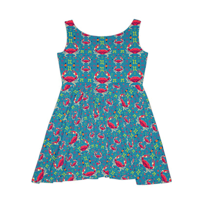 Women's Skater Dress, AOP, Zodiac, Cancer, Pattern