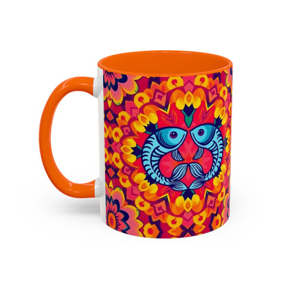 Accent Coffee Mug, Pisces, Zodiac v1, Flower Pattern, (11, 15oz)