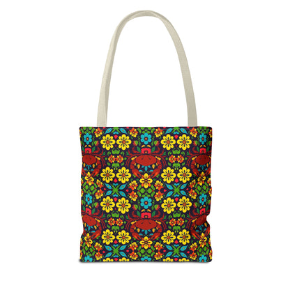Tote Bag, (AOP), Cancer, Zodiac v4, Flower Pattern