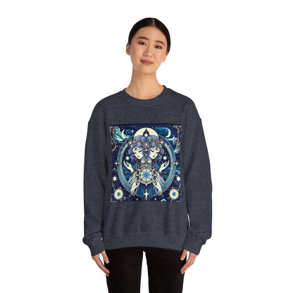 Unisex Heavy Blend™ Crewneck Sweatshirt,Twin Body, Gemini Zodiac Design