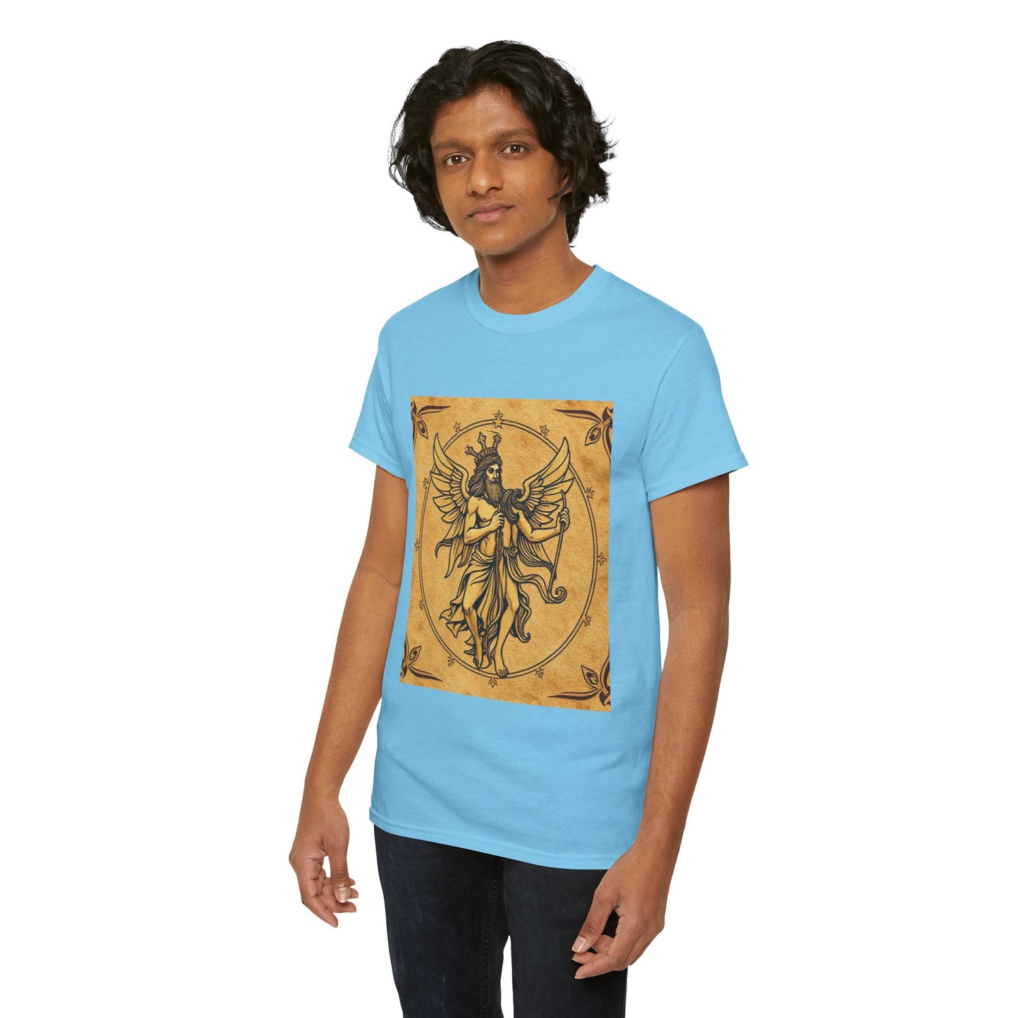 Unisex Heavy Cotton T-Shirt, Pencil Art v1, Gemini Zodiac Design