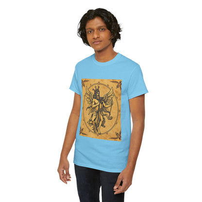 Unisex Heavy Cotton T-Shirt, Pencil Art v1, Gemini Zodiac Design