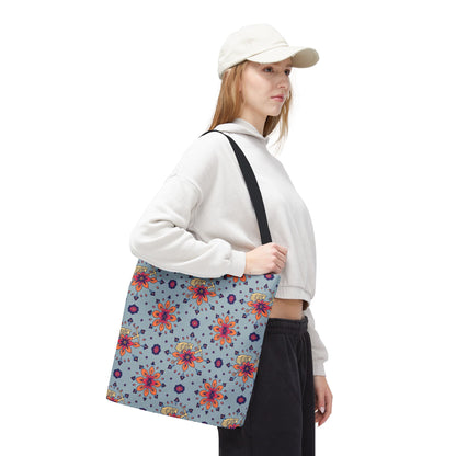 Tote Bag, (AOP), Sagittarius, Zodiac v1, Flower Pattern