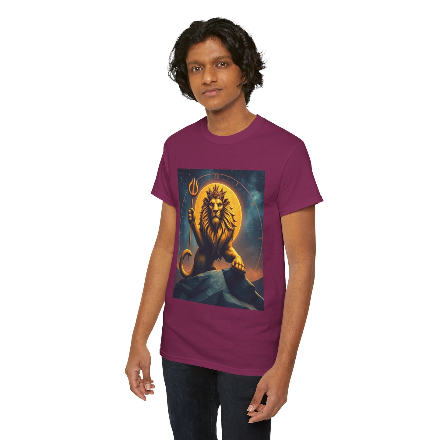 Unisex Heavy Cotton T-Shirt, King of Lions v2, Leo Zodiac Design