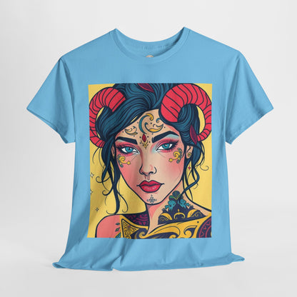 Unisex Heavy Cotton T-Shirt, Aries, Zodiac, Sexy Art