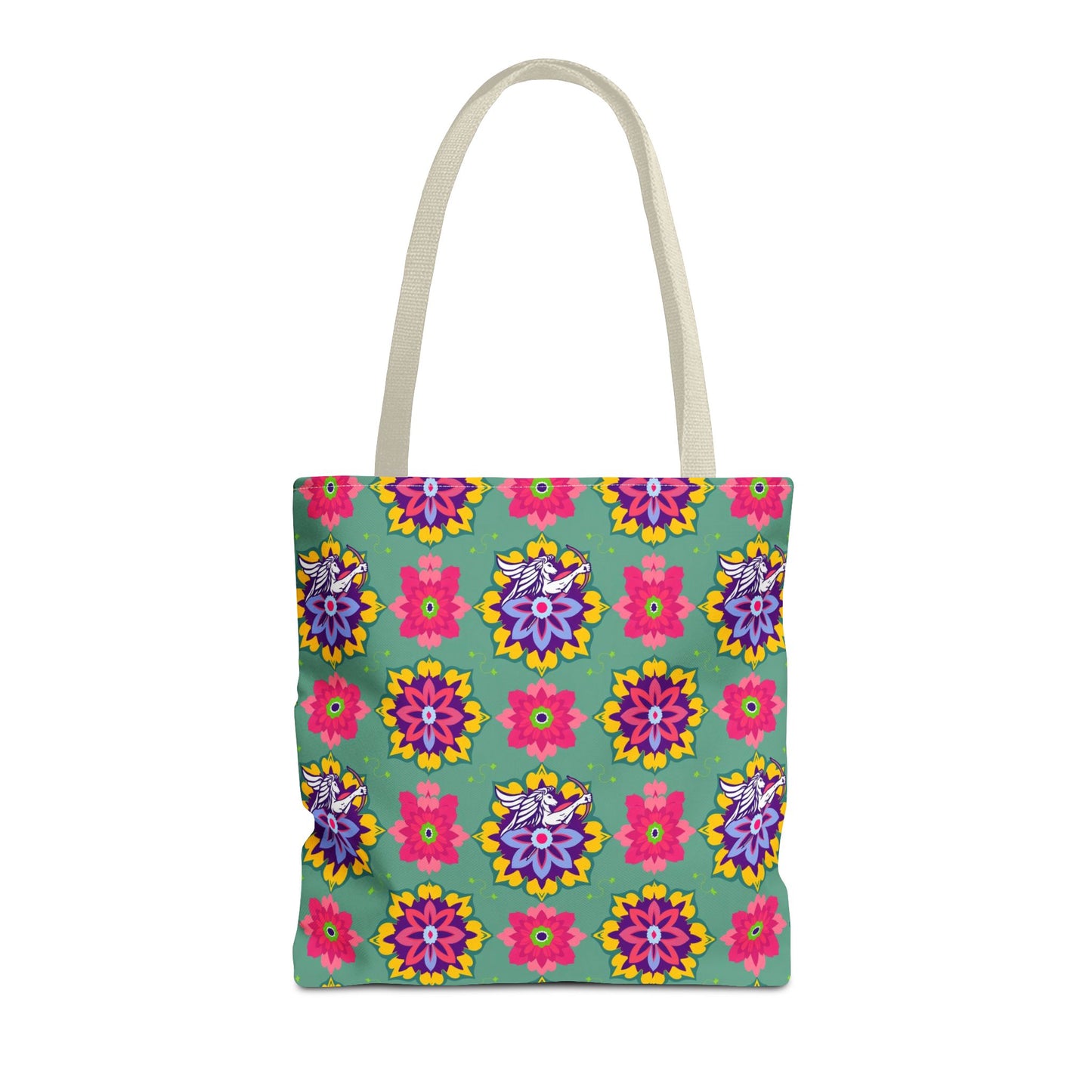 Tote Bag, (AOP), Sagittarius, Zodiac v4, Flower Pattern
