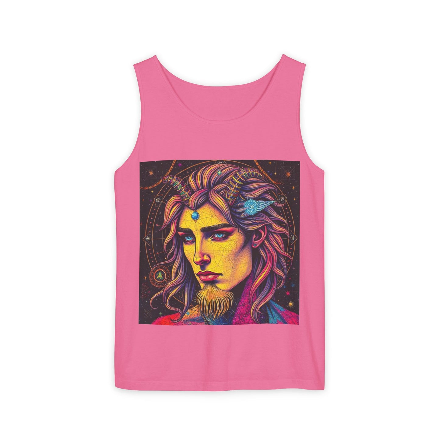 Unisex Garment-Dyed, Tank Top, Aquarius Design, Pop Art v1, 100% Ringspun US cotton