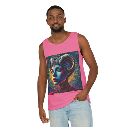 Unisex Garment-Dyed, Tank Top, Aries Design, Pop Art v1, 100% Ringspun US cotton
