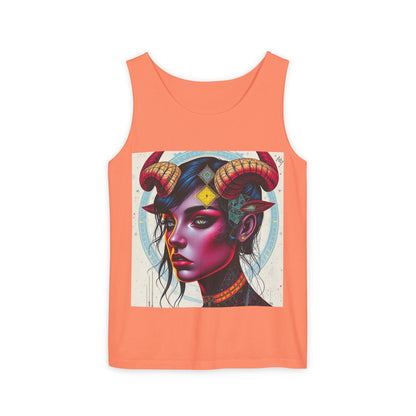 Unisex Garment-Dyed, Tank Top, Taurus Design, Pop Art v2, 100% US cotton