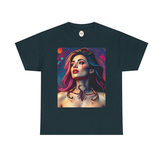Unisex Heavy Cotton T-Shirt, Scorpio, Zodiac v1, Sexy Art