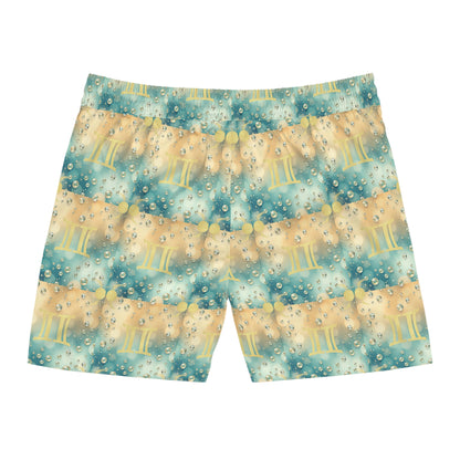 Men's Mid-Length Swim Shorts, (AOP), Gemini, Zodiac v4, Bubble Pattern