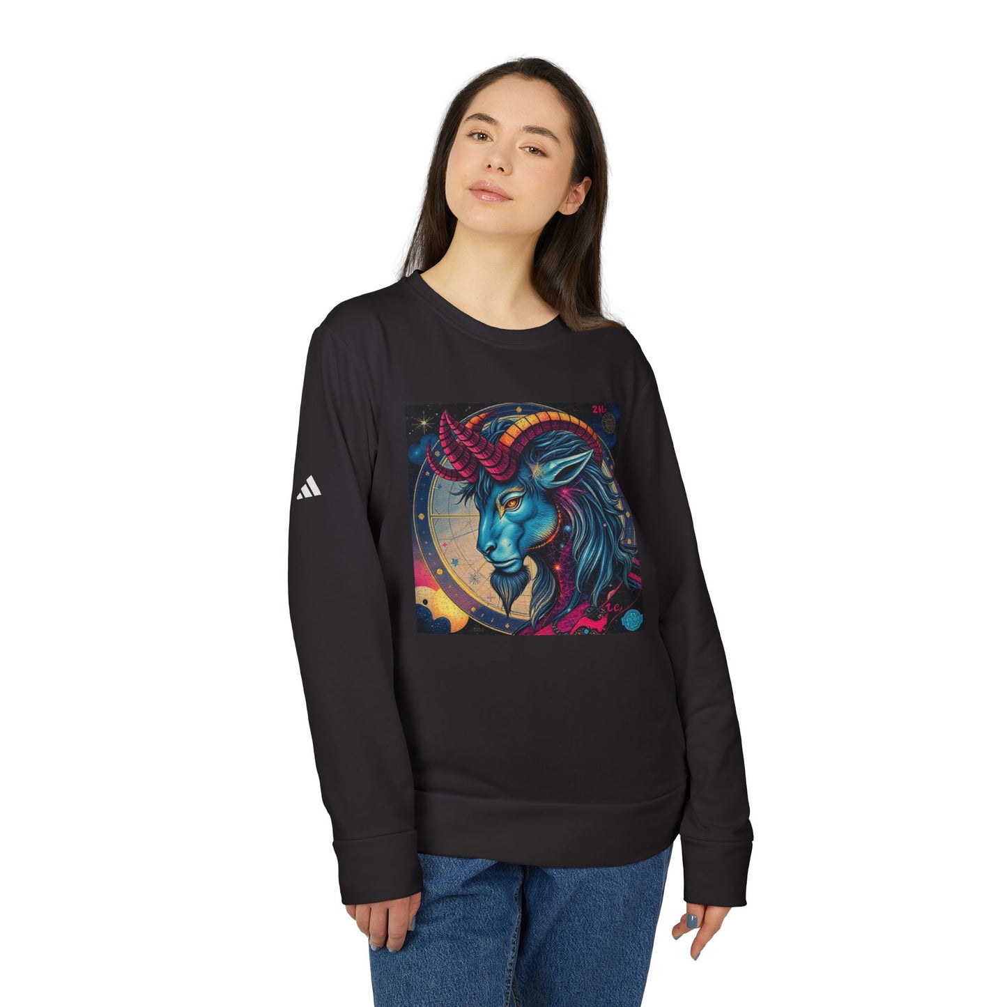 Adidas, Unisex Fleece Crewneck Sweatshirt, Capricorn, Pop Art v1, Zodiac