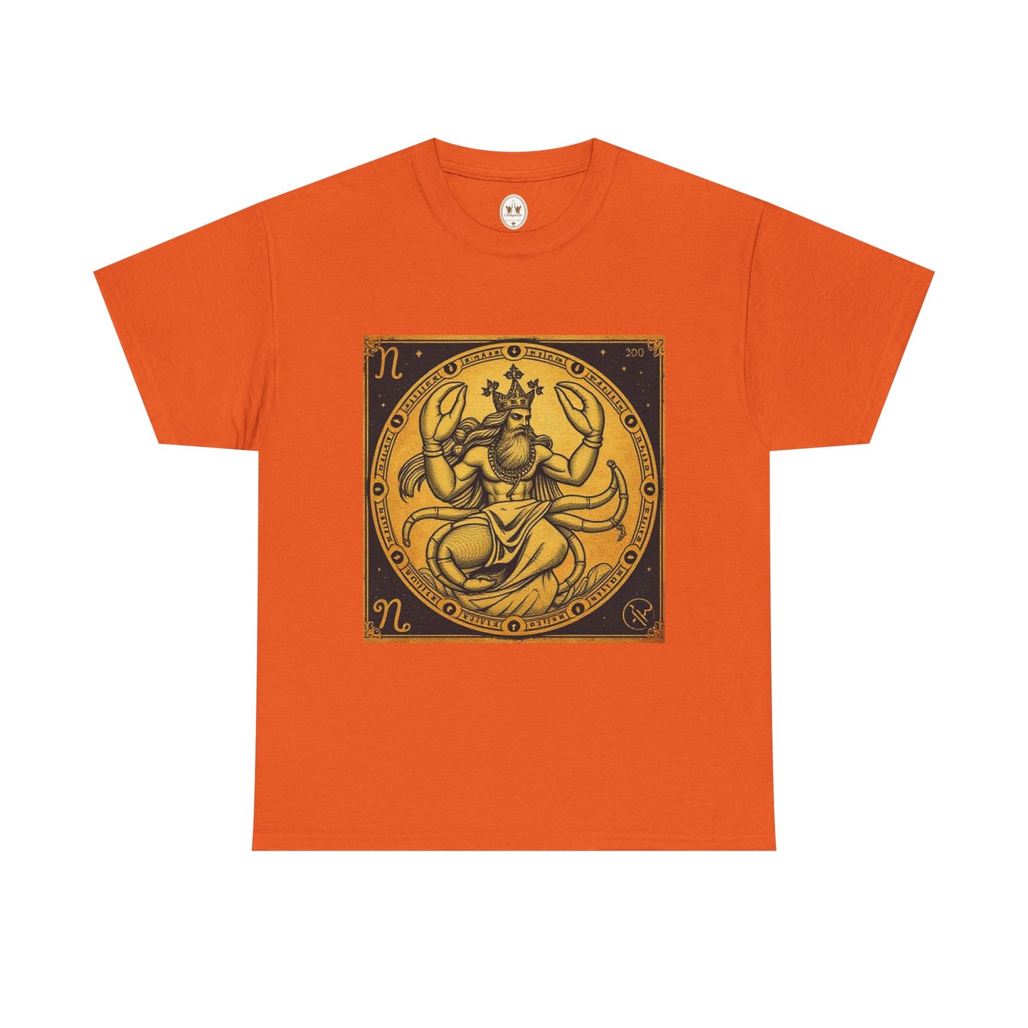Unisex Heavy Cotton T-Shirt, Crab King v1, Cancer Zodiac Design