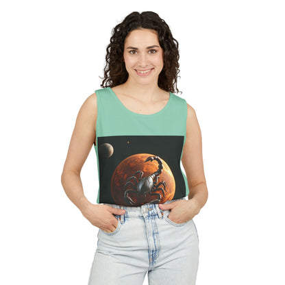 Unisex Garment-Dyed, Tank Top, Scorpio Design, Planet Symbol, 100% US cotton