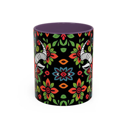 Accent Coffee Mug, Taurus, Zodiac v2. Flower Pattern, (11, 15oz)