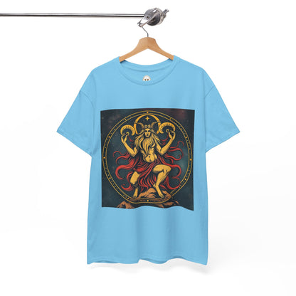 Unisex Heavy Cotton T-Shirt, Aries God 3v, Zodiac Design