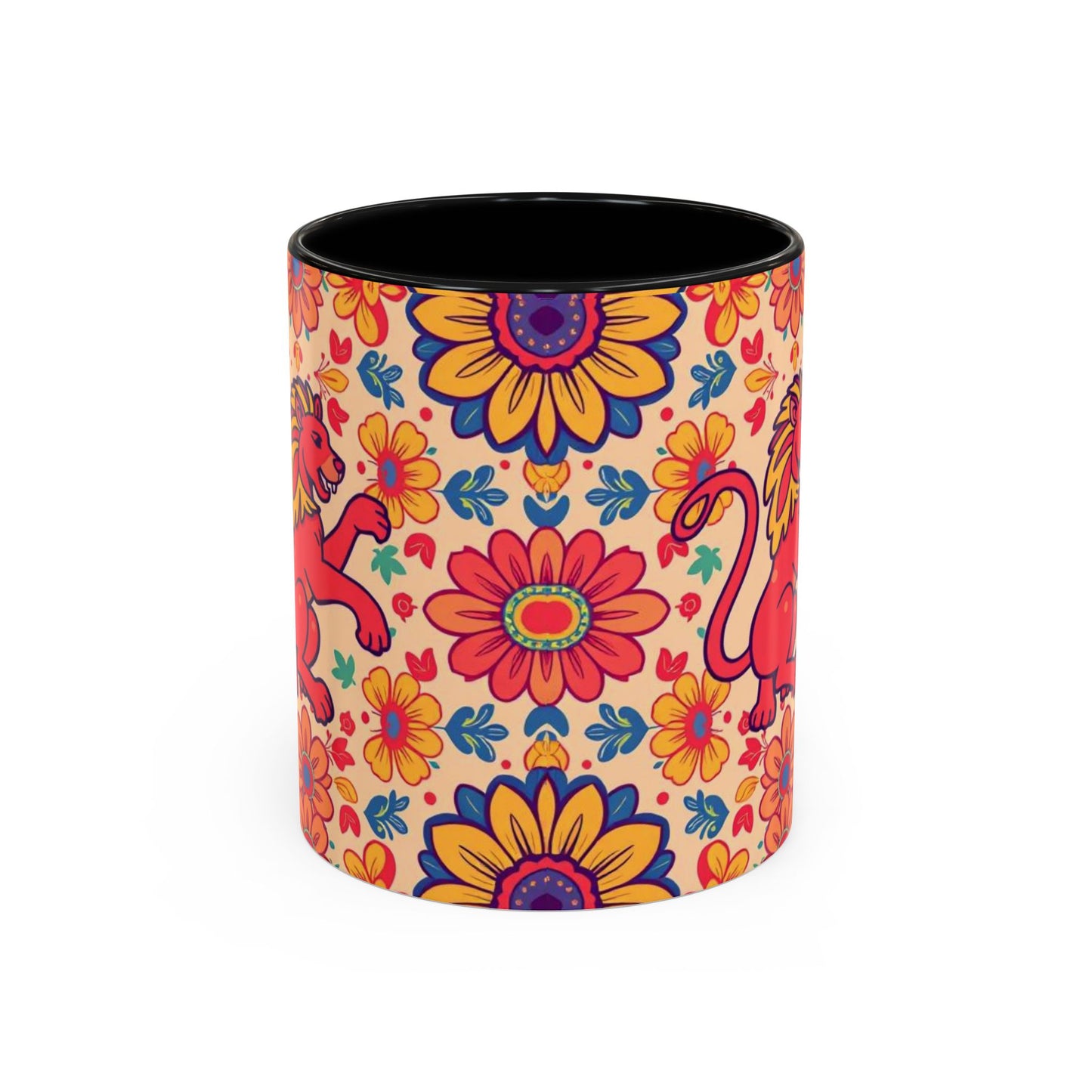 Accent Coffee Mug, Leo, Zodiac, Flower Pattern, (11, 15oz)
