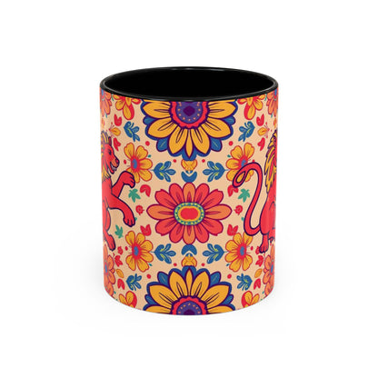 Accent Coffee Mug, Leo, Zodiac, Flower Pattern, (11, 15oz)