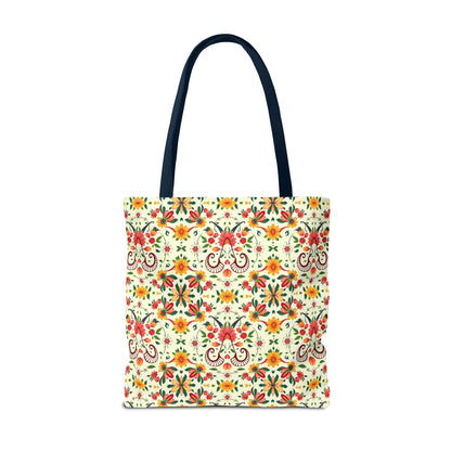 Tote Bag (AOP), Aries, Zodiac v2, Flower Pattern