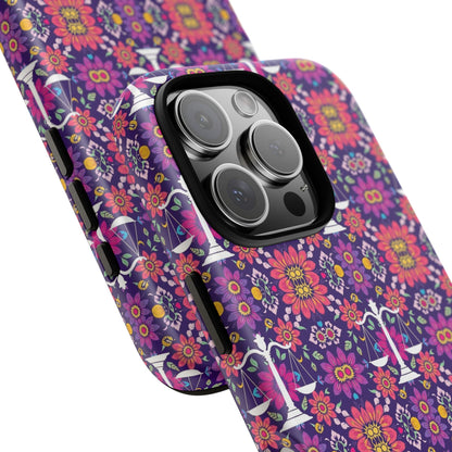 Tough Cases, Libra, Zodiac v4, Flower Pattern