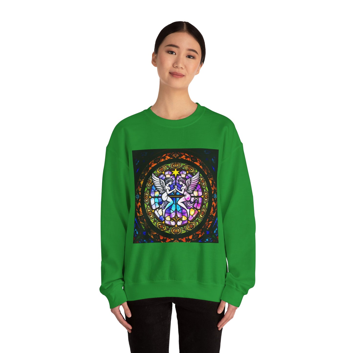 Unisex Heavy Blend™ Crewneck Sweatshirt, Glass 1, Gemini Zodiac Design