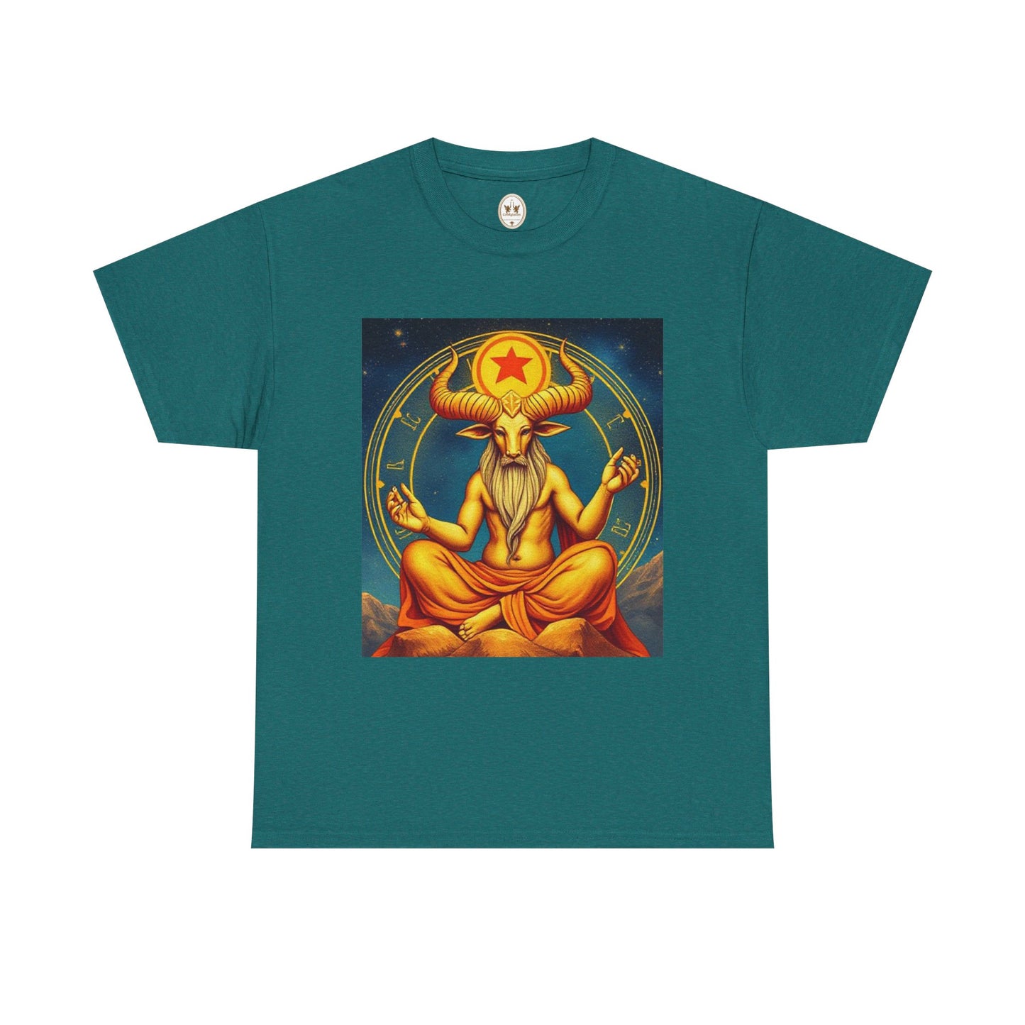 Unisex Heavy Cotton T-Shirt, Meditating Bull, Taurus Zodiac Design