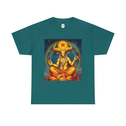 Unisex Heavy Cotton T-Shirt, Meditating Bull, Taurus Zodiac Design