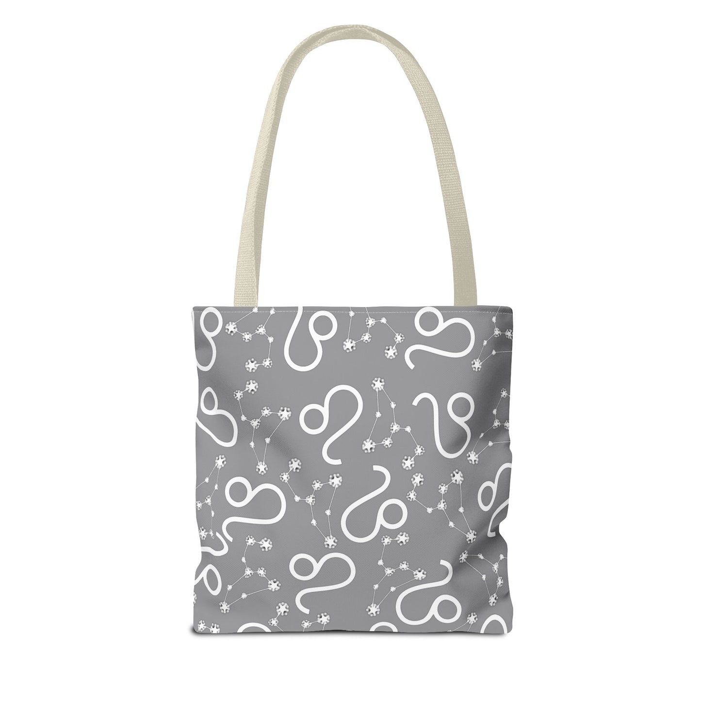 Tote Bag, Leo Zodiac Sign, AOP, (Grey, White)