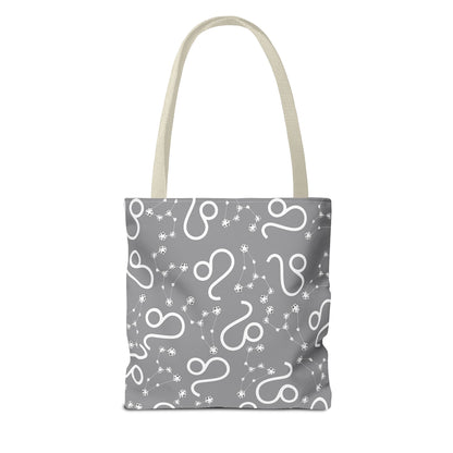 Tote Bag, Leo Zodiac Sign, AOP, (Grey, White)