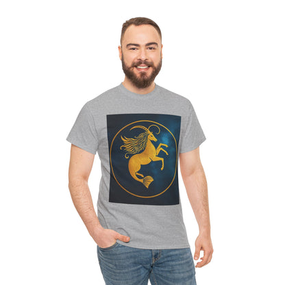 Unisex Heavy Cotton T-Shirt, Capricorn Animal v4, Symbol, Zodiac Design