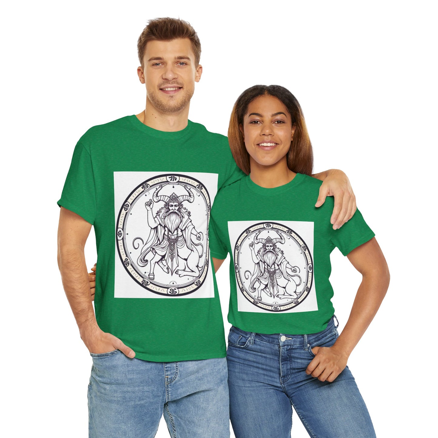 Unisex Heavy Cotton T-Shirt, Bull Centaur v1, Taurus Zodiac Design