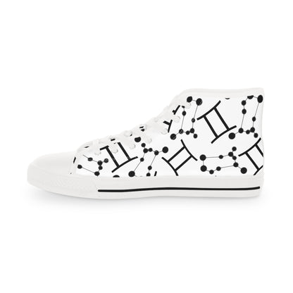 Men's High Top Sneakers, Breathable polyester canvas, Gemini Zodiac Design