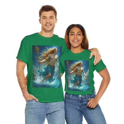 Unisex Heavy Cotton T-Shirt, Realistic, Aquarius Zodiac Design