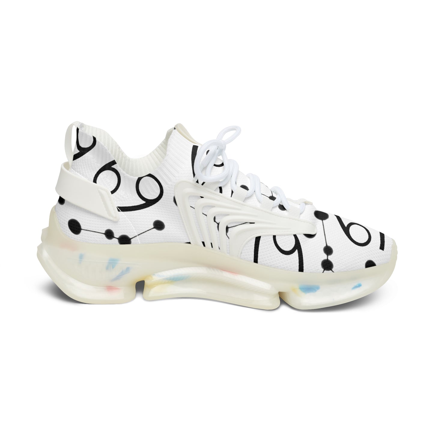 Women's Mesh Sneakers, Constellation & Symbol, Cancer Zodiac Sign, AOP