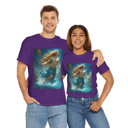 Unisex Heavy Cotton T-Shirt, Aquarius God 4v, Zodiac Design