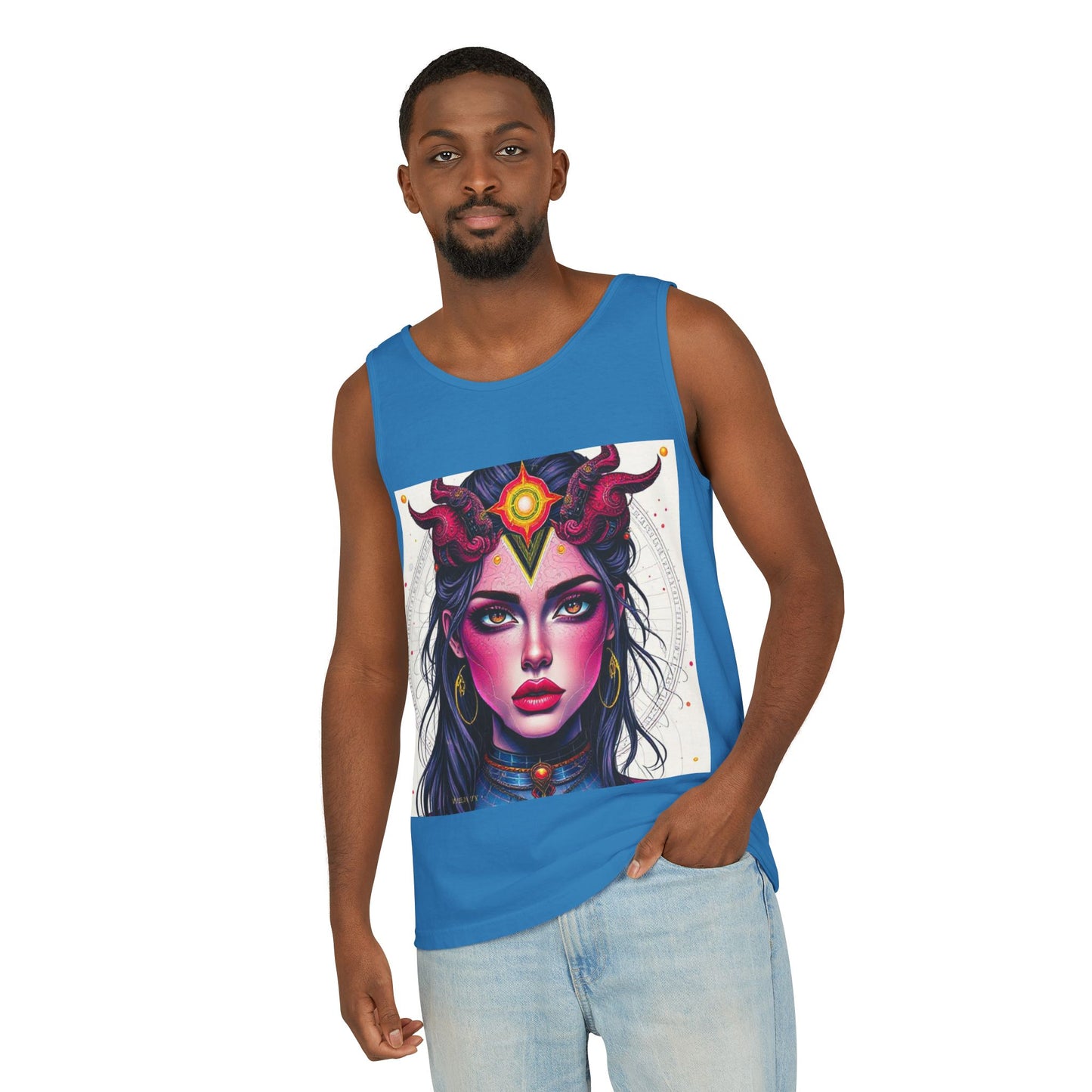 Unisex Garment-Dyed, Tank Top, Virgo Design, Pop Art, 100% US cotton